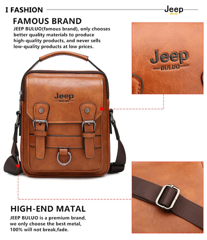 JEEP Multi-function Leather Business Shoulder Bag