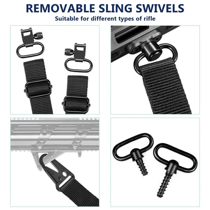 Gun Rifle 2-Point Sling Swivels Padding Adjustable Strap For Hunting Slinging Shotgun Accessories